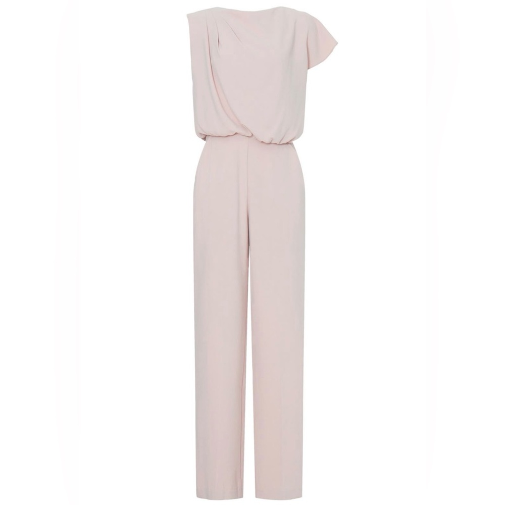EUC Trina Trina Turk Elliana Jumpsuit Sz 10 M Med $328 Flattering Asymmetrical